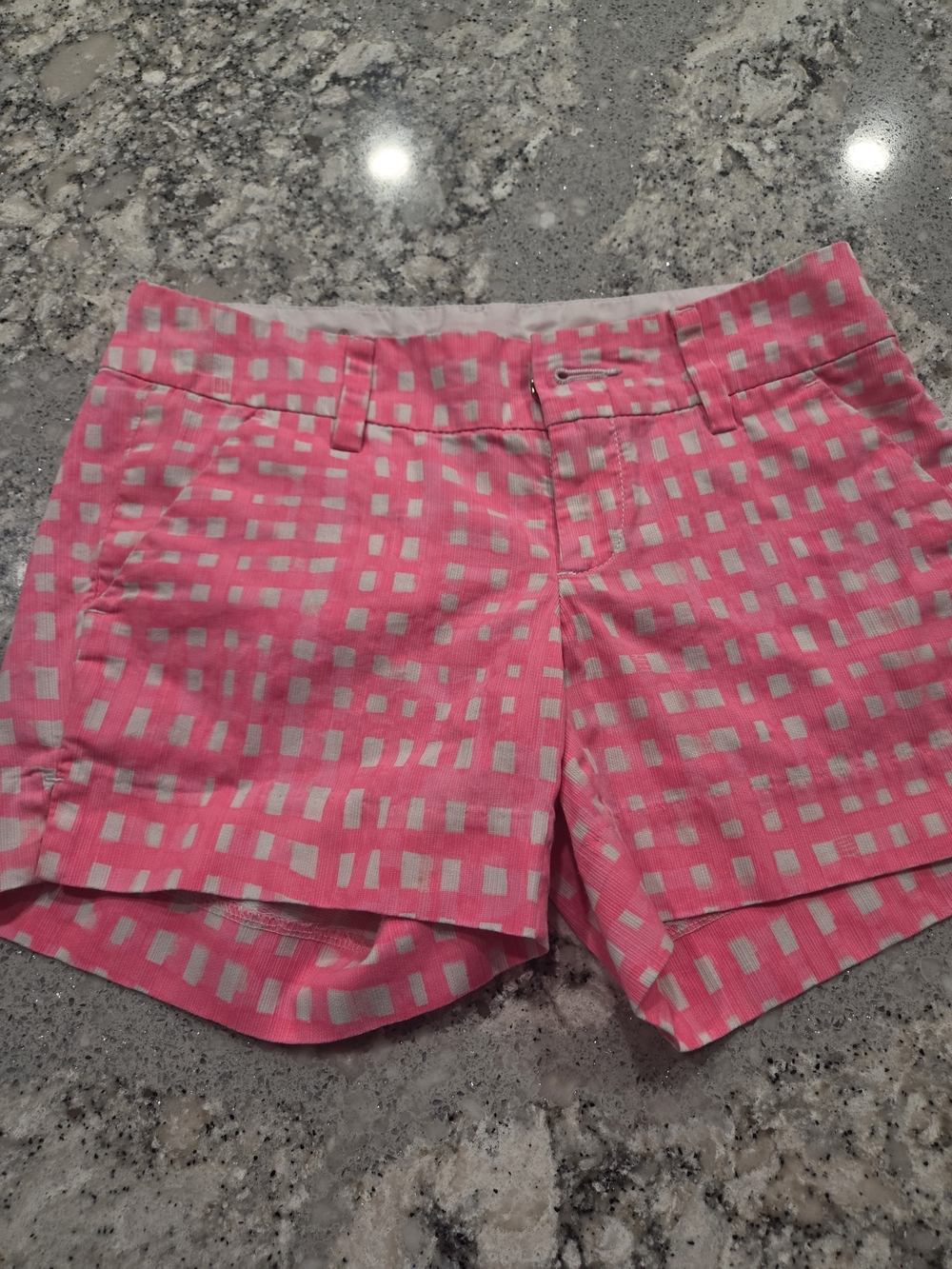 Lilly Pulitzer Pink White Checked Cotton Shorts